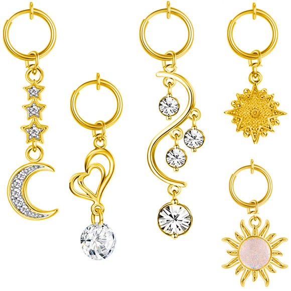 Bague ventre non perçante: 5pcs en acier inoxydable lune bijoux de corps fausse bague nombril