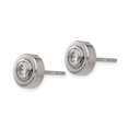 thumbnail image 2 of Grey Titanium Earring Stud Women'S Cubic Zirconia CZ Round White 8.8 mm, 2 of 3
