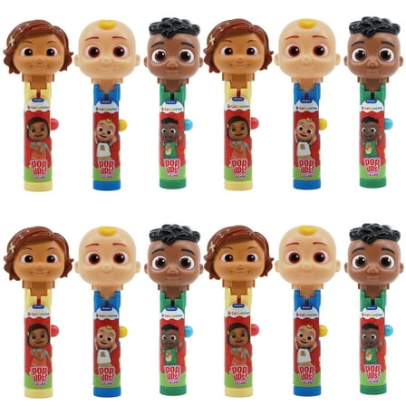 Cocomelon Lollipop Holder Case, 12 Count, Includes Lollipops