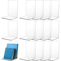 8pcs L-Type Acrylic Bookends, Transparent Non-Slip Bookends for Shelves Robust Bookend for Library, Office, Bookstore