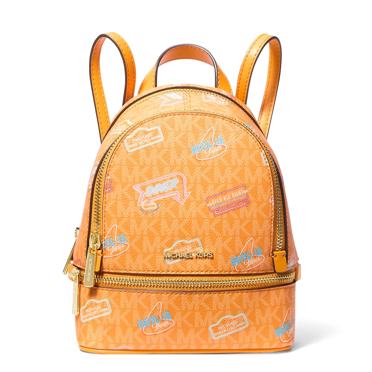 Michael Kors Rhea Medium Color-Block Signature Logo Backpack-Pop