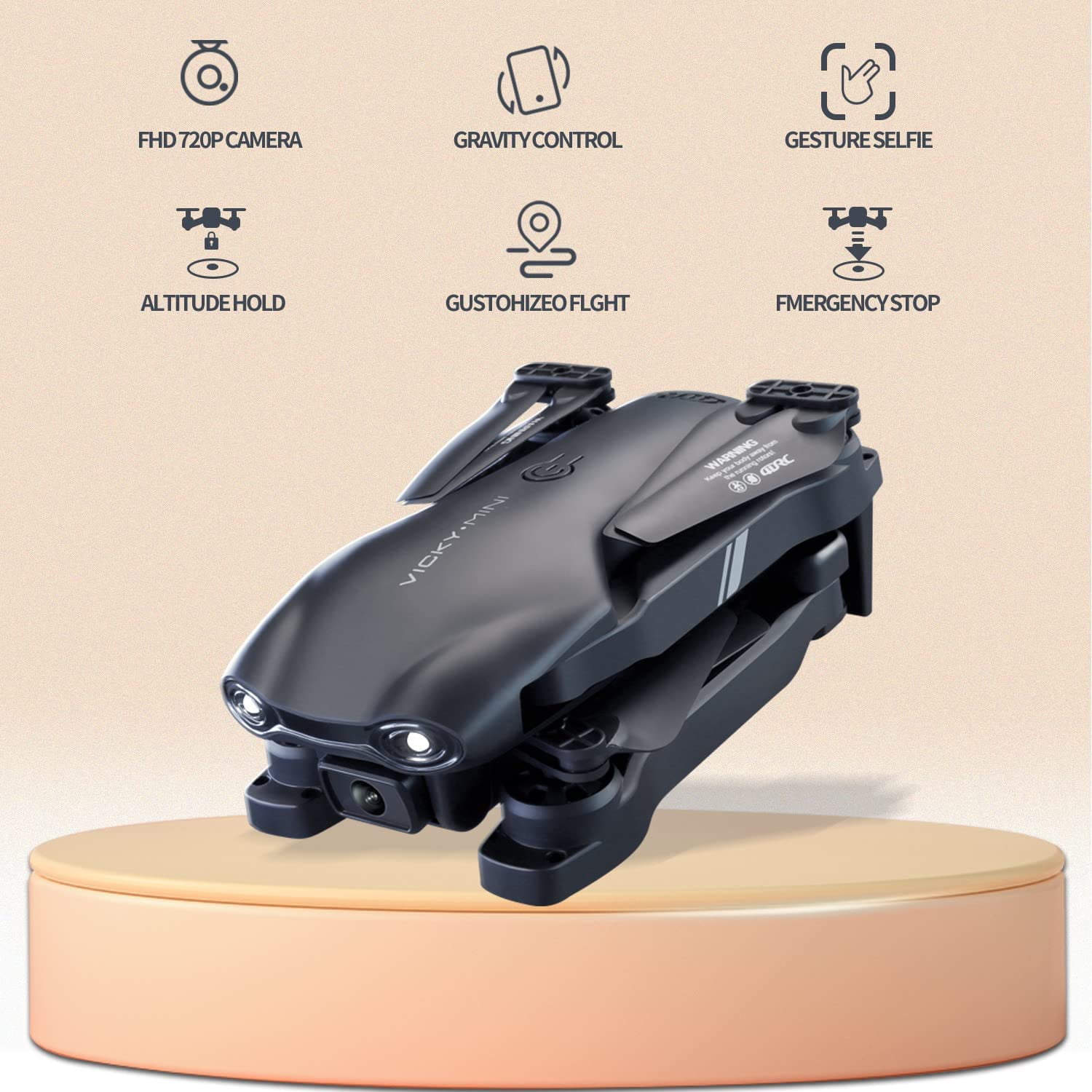 Open Box 4DRC v8 with 1080P HD Camera for Adults and Kids for Adults and Children FPV RC Quadcopter with LED Lights and Optical flow Sensor, 2 Batteries, Black