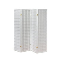4 Panel Folding Floor Screen in White