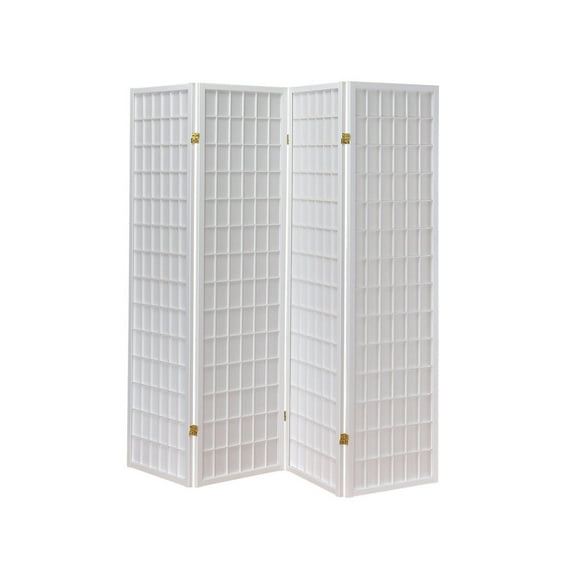 4 Panel Folding Floor Screen in White