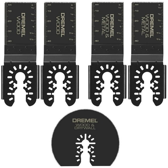 Dremel Cutting Set Including A Mix Of Drywall Wood And Wood And Metal Dual Interface Oscillating Blades 5Pc