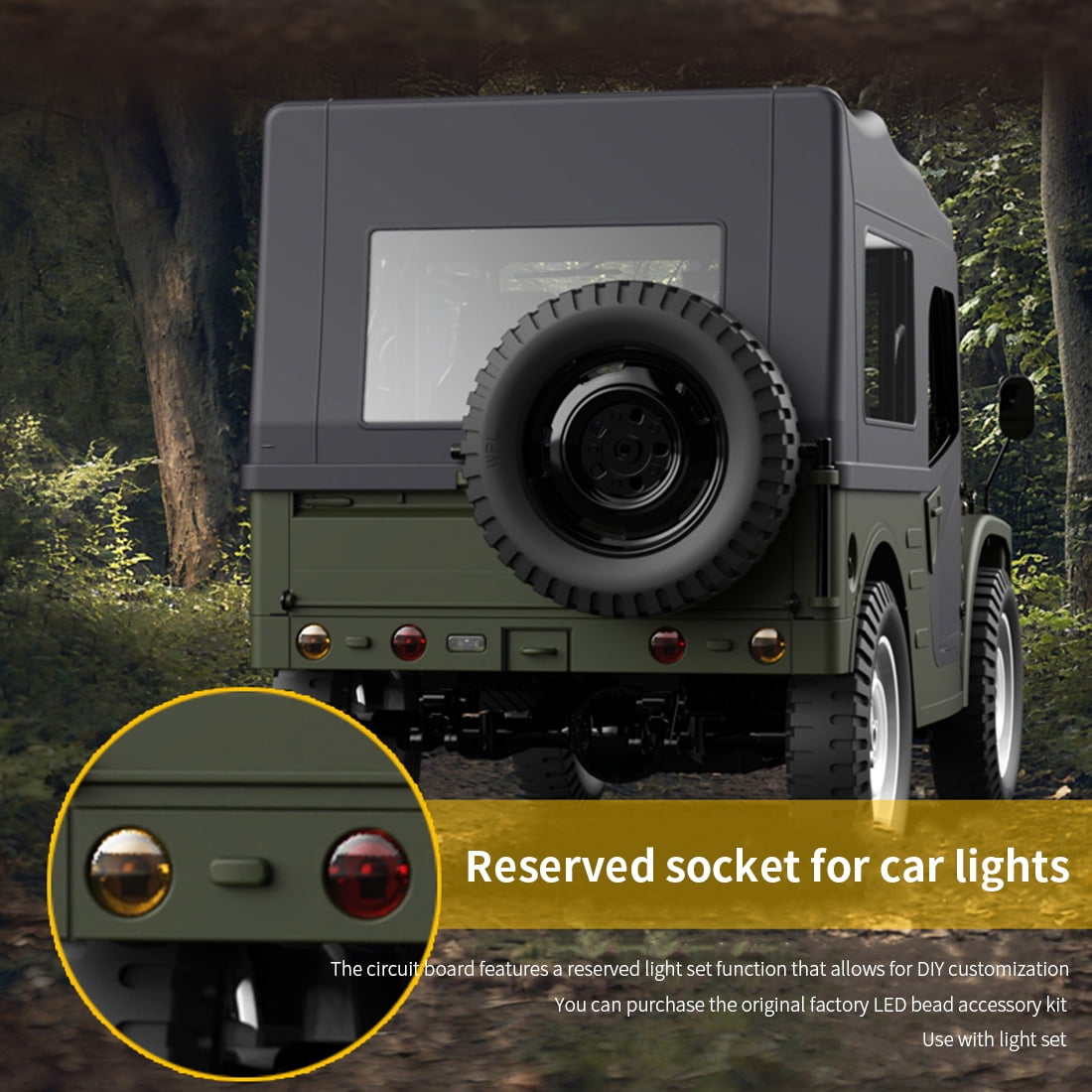 1/16 Scale High-Simulation RC Crawler, - 1/16 Remote Control Off-Road Climbing Car with LED Lights & 7.4V 500mAh Battery, 2.4G Proportional Control Drift Vehicle for Adults