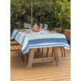 thumbnail image 3 of Outdoor Tablecloth with Umbrella Hole for Patio/Picnic/Party/Camping, Blue Teal Striped Waterproof Table Cloth Rectangle Table Cover Washable, Farmhouse Stripes Modern Art (52"x 70"), 3 of 8