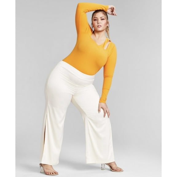 Nina Parker Women's Trendy Asymmetrical Cutout Bodysuit Plus Size 2X