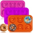 thumbnail image 2 of Flexible Silicone Donut Molds, Non-Stick Heat Resistant, Bpa Free, Easy To Clean And Use, Perfect For Creating Delicious Donut Cake, 3 Colorful Bowls Each With 6 Cavity Molds, Dishwasher Safe, 2 of 8