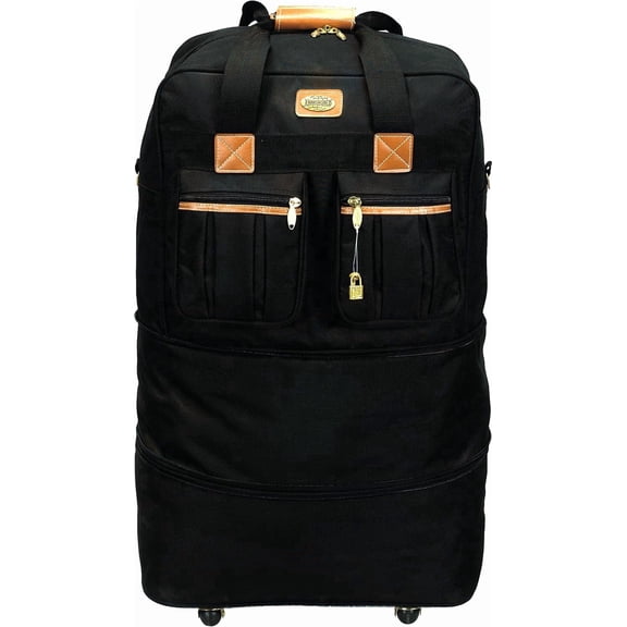 40" XXL Black Heavy Duty Rolling Wheeled Duffle Bag Suitcase Luggage