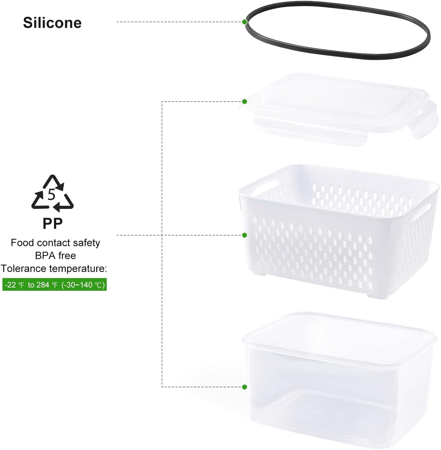 Fruit Storage Containers For Fridge With Removable Colander  Airtight Food Container Dishwasher Safe Produce Saver Refrigerator Keep Berry Fresh Longer 4 Small Clear