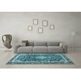 thumbnail image 3 of Ahgly Company Indoor Round Medallion Light Blue Traditional Area Rugs, 5' Round, 3 of 4