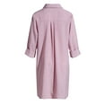 thumbnail image 6 of Sakmal Plus Size Summer Dresses Mini Shirt Dress Cotton Line Pink Solid V Neck 3/4 Sleeve Dresses, 6 of 6