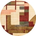thumbnail image 1 of Ahgly Company Indoor Round Abstract Yellow Oriental Area Rugs, 4' Round, 1 of 6