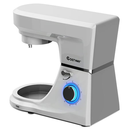 Costway - Tilt-Head Stand Mixer 7.5 Qt 6 Speed 660W with Dough Hook, Whisk & Beater - Silver