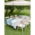 thumbnail image 4 of Outdoor Tablecloth with Umbrella Hole for Patio/Picnic/Party/Camping, Teal Summer Beach Waterproof Table Cloth Rectangle Table Cover Washable, Coastal Waves Ocean Starfish Conch (60"x 102"), 4 of 8