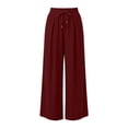thumbnail image 6 of DHFJKG Womens Wide Leg Pants Jogging Bottoms Solid Color Drawstring Elastic Waist Loose Fit Pleated Summer Breathable Pants Soft Trousers, 6 of 6