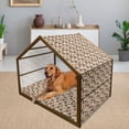thumbnail image 2 of Chocolate Pet House, Vintage Design with Round Shapes with Curved Lines Abstract Geometric Motifs, Outdoor & Indoor Portable Dog Kennel with Pillow and Cover, 5 Sizes, Multicolor, by Ambesonne, 2 of 4