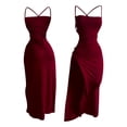 thumbnail image 5 of Odbmxy Summer Womens Plus Dress Tunic Wrap Midi Dress Women Sleeveless Solid Color Slim Fancy Party Backless Dress, 5 of 7