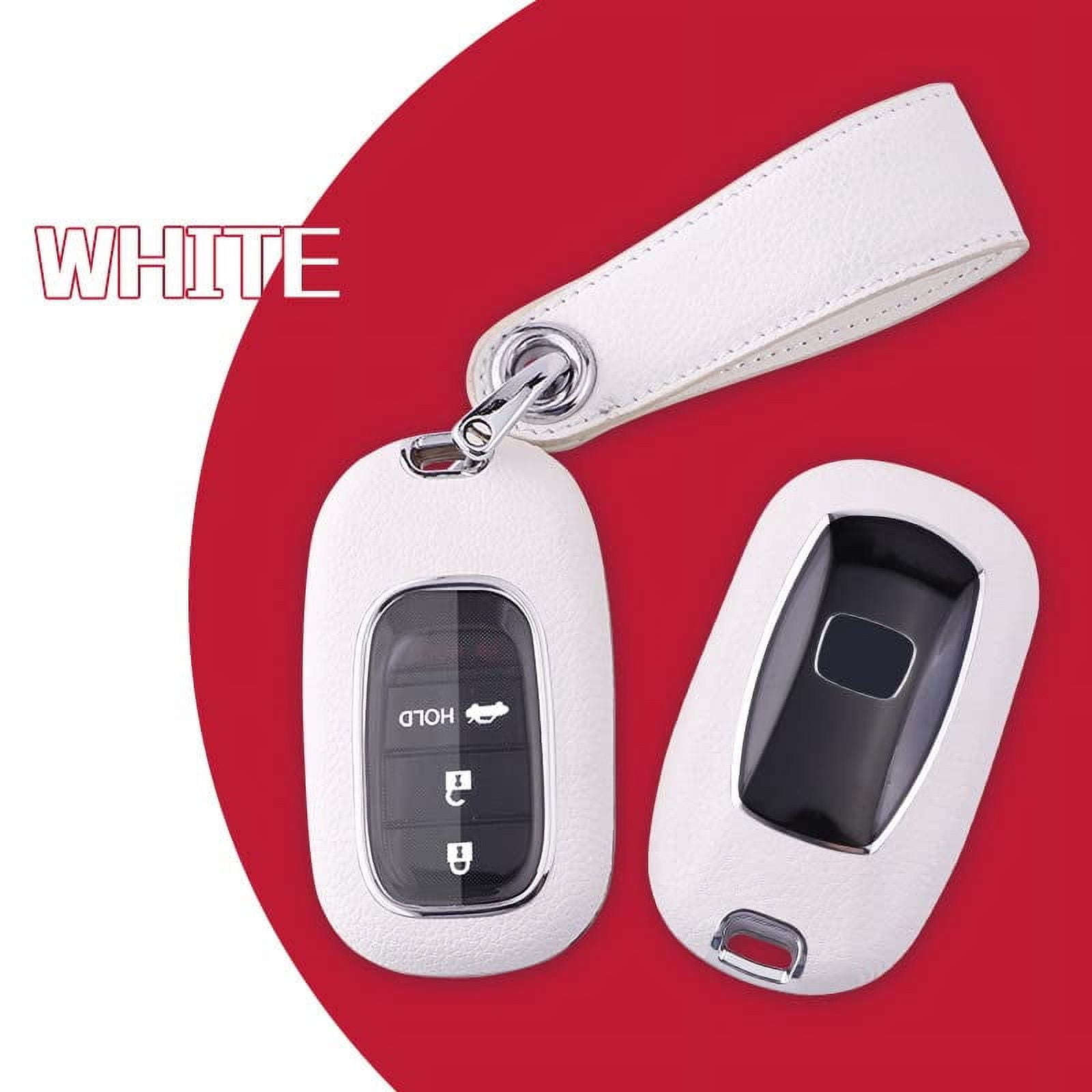 for Honda Key Fob Cover, Metal and Premium TPU Key Fob Shell Protector Compatible with 2022 2023 Honda Civic Accord Jade Honda Pilot CR-V XR-V HR-V City Accessories (Type C Milk White)