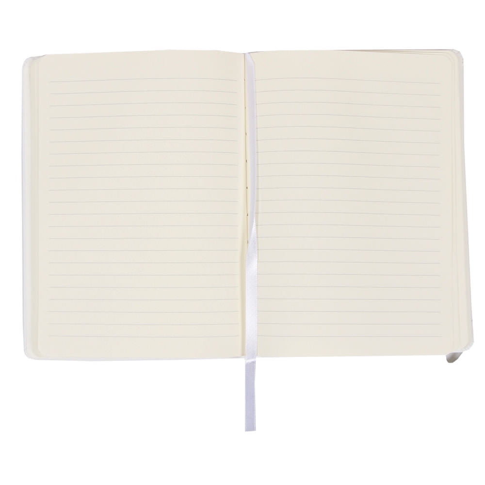 JAM Paper Hardcover Notebook with Elastic Band, 1/Pack, White, Medium, 5 x 7, 100 Lined Sheets