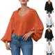 thumbnail image 1 of Sudadera corta,Blusa informal de manga larga con cuello en V para mujer, cuello redondo, poliéster suave, ideal para el hogar o el trabajo, sopatenor, 1 of 6