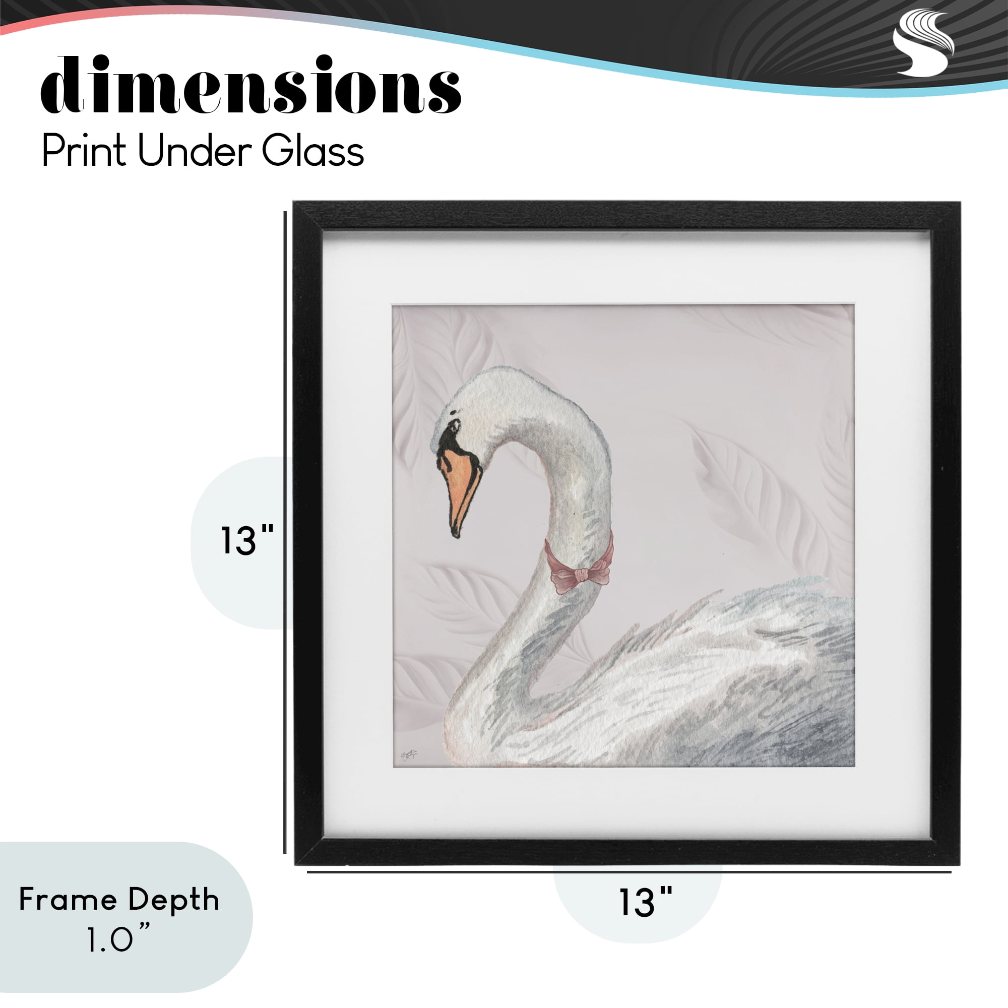 Stupell Industries Soft Classic Swan & Bow Black Framed Print Under Glass, design by Elizabeth Medley
