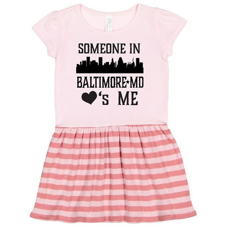 

Inktastic Baltimore Maryland Someone Loves Me Skyline Gift Toddler Girl Dress