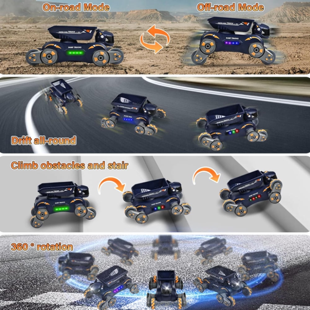 4WD Robot Dog Toys for Boys Girls, Remote Control Car for Kids Ages 5-7, 360° Rolling RC Car Stunt Kids Toy with Light Music Gesture Sensing Trucks for 8-12 Birthday Gift