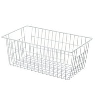 NOGIS 1 Pack Wire Storage Baskets, Large Farmhouse Metal Freezer Basket Storage Organizer Bins with Handles for Kitchen Cabinets, Pantry, Closets, Bedrooms, Bathrooms (White Large)