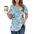 thumbnail image 4 of Camiseta Suelta de Cuello en V Impresa de Manga Corta de las Mujeres, Ligero 95% Poliéster 5% Spandex Casual Top para el Hogar Y el Uso Diario, Camiseta Cómoda, 4 of 5