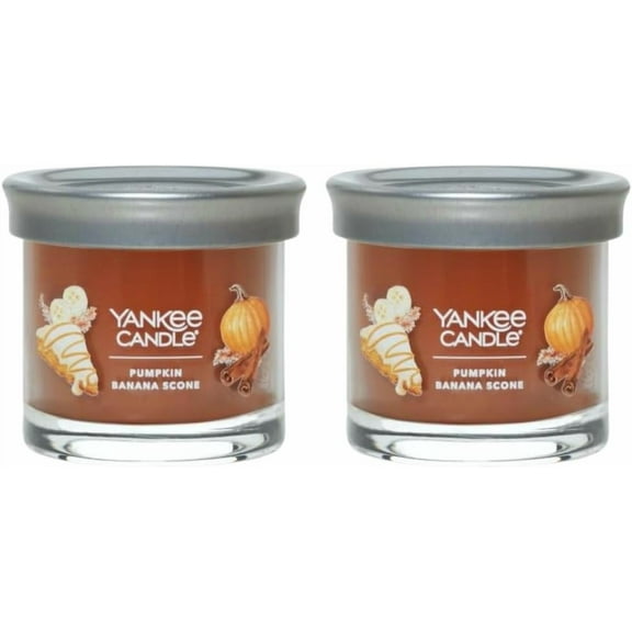 Yankee Candle Small Tumbler Pumpkin Banana Scone Scented Single Wick Candle - Over 20 Hours of Burn Time, 4.3 Ounce (Pack of 2)