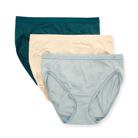 Women's Vanity Fair 13464 Comfort Where it Counts Hi-Cut Panty - 3 Pack (Emerld/SeaGlass/Damask 7)
