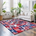 thumbnail image 3 of Area Rugs 5'x7', 4th of July Carpet Runner Indoor Outdoor Rugs Home Decor Aesthetic, Red White and Blue Plaid Patriotic Memorial Day Non Slip Mats Washable Accent Rug for Living Room Bedroom, 3 of 8