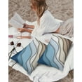 thumbnail image 4 of Modern Abstract Wave Lines Outdoor Pillow Covers Set of 2,Decorative Waterproof Throw Pillow Case,Ombre Blue White Brown Color Block Cotton Linen Soft Cozy Cushion Pillowcases, 4 of 7