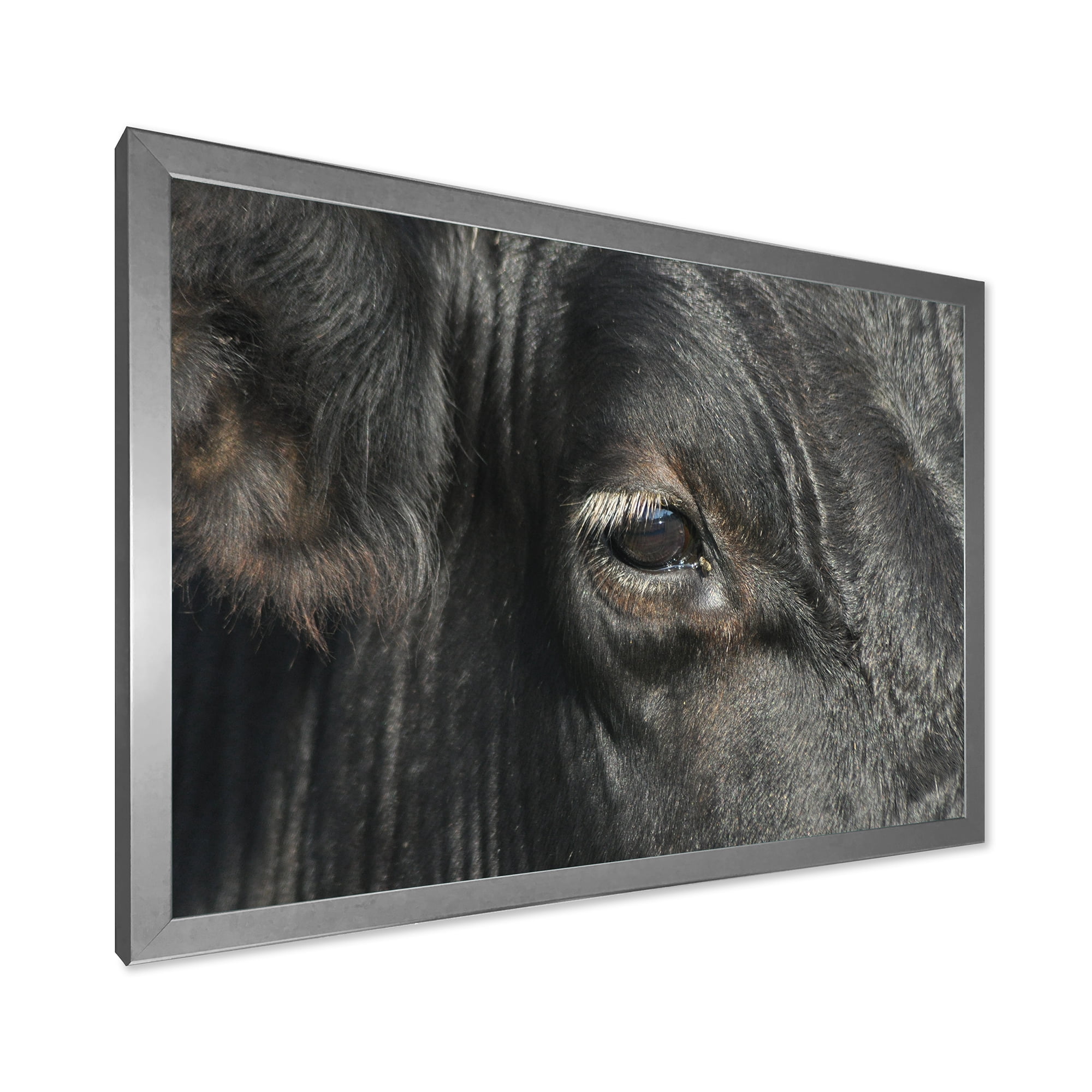 Designart 'Close-Up Of Cow Eye' Farmhouse Framed Art Print