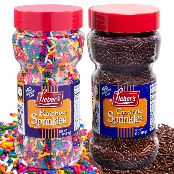 Lieber's Rainbow & Chocolate GGA1 Sprinkles Bundle Pack | Tasty Colorful & Chocolatey Jimmies Are A Great Dessert Topping For Cooking, Baking & Decorating Ice Cream | 10 Ounces
