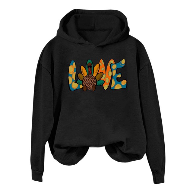 WEAIXIMIUNG Sweatshirt pour Femmes Col Rond Imprimé Lettre de l'Action de Grâce Hoodie Décontracté pour Femmes Pull Sweatshirt Confortable Automne