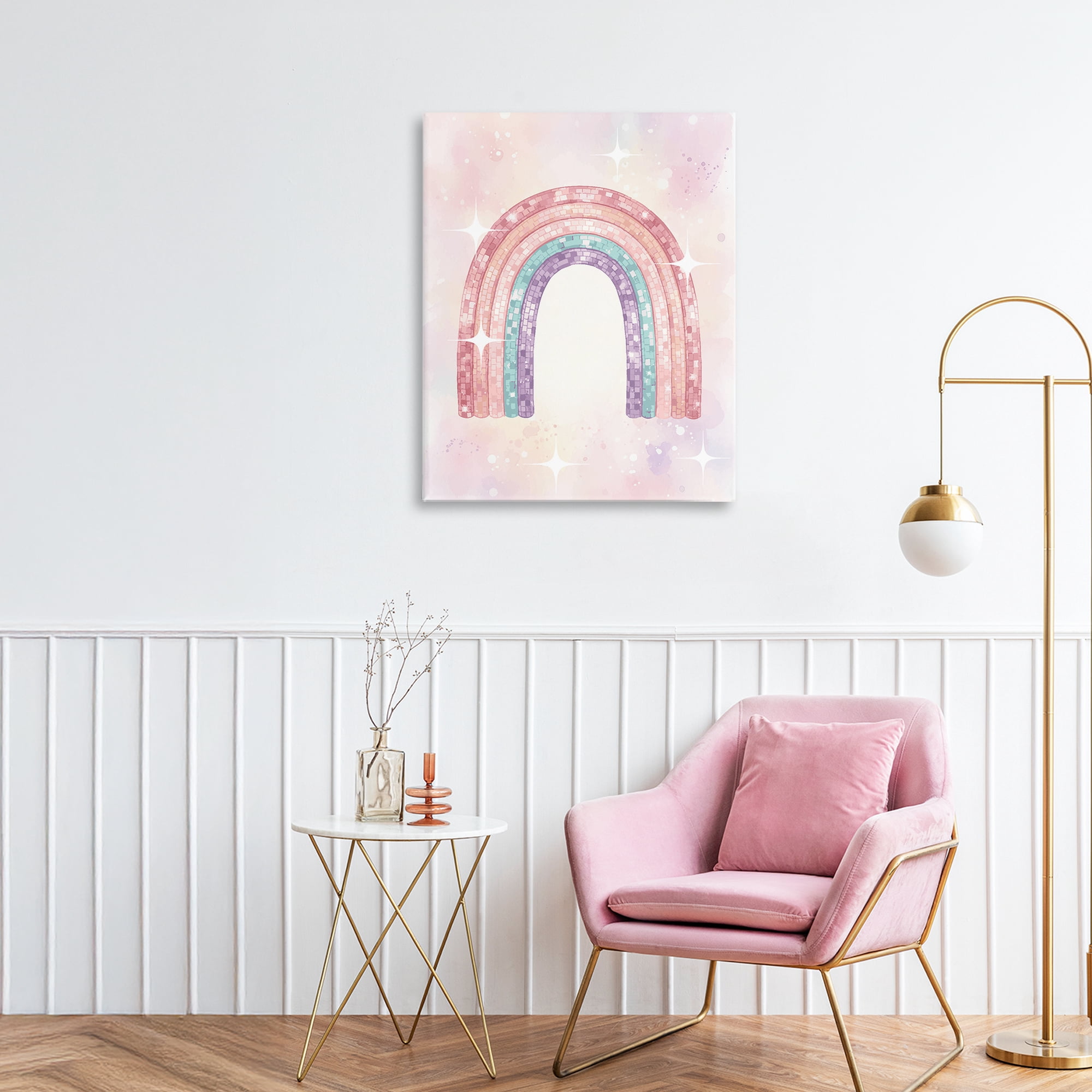 Stupell Industries Pastel Disco Rainbow Sparkles Canvas Wall Art, design by Lil' Rue