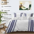 thumbnail image 5 of Colorful Stripes Duvet Cover Set California King Size Navy Blue Wood Texture White Soft Lightweight Comforter Covers 4 Piece Bedding Set with 1 Duvet Cover 1 Bed Sheet & 2 Pillow Shams, 5 of 8