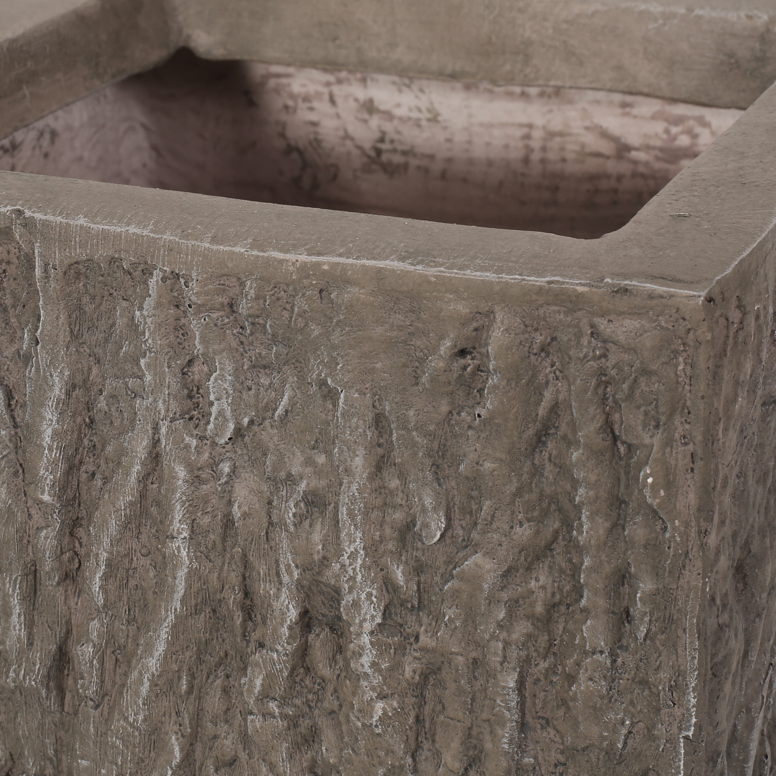Berkamn Outdoor Cast Stone Planter, Small Brown Wood