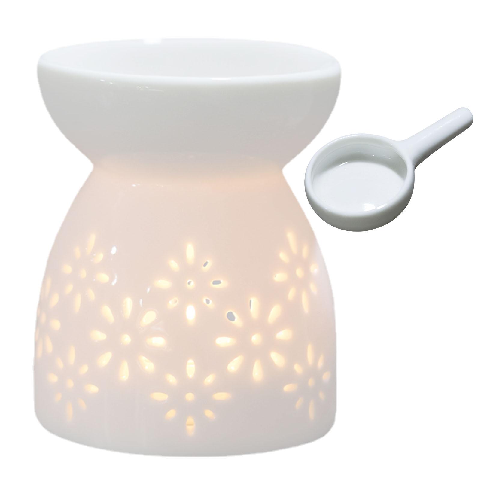 Wax Melt Warmer Tealight Essential Oil Burner White Hollow Design