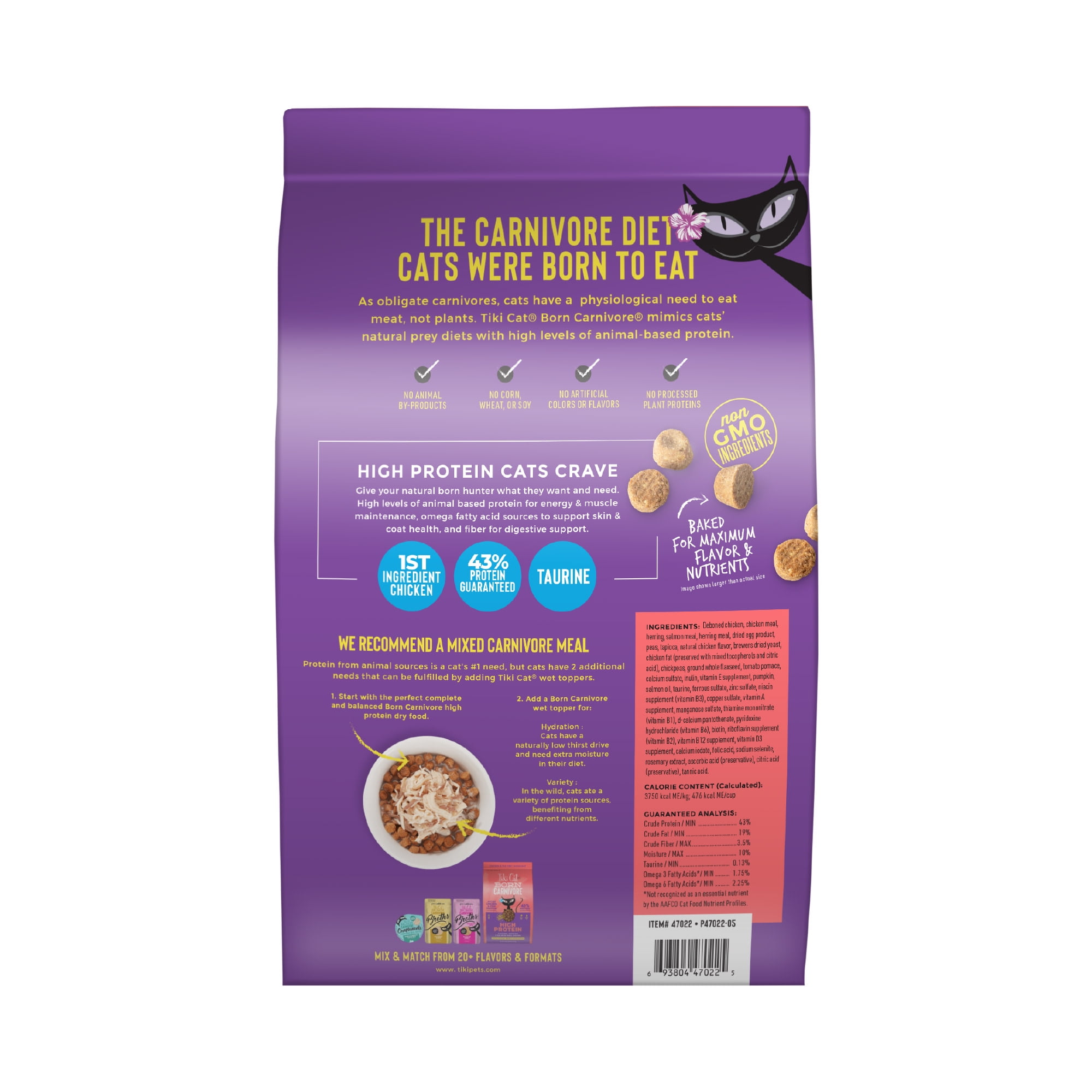 Tiki Cat Born Carnivore High Protein Dry Cat Food, Chicken, Herring & Salmon Meal, 5.6 lbs. Bag