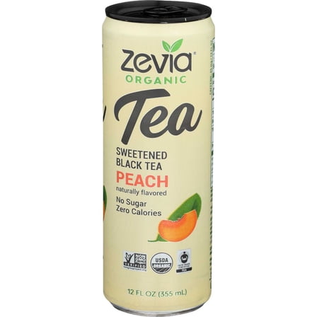 Zevia Organic Peach Sweetened Black Tea, 12 Fluid Ounce -- 12 per Case.