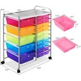 thumbnail image 3 of YSNW 15-Drawer Rolling Cart, Storage Carts with Removable Drawers & Steel Frame, Utility Cart on Lockable Wheels for Home, School, Office,Colorful, 3 of 10