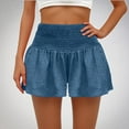 thumbnail image 2 of cfhntfmh Shorts for Women Trendy Smocked High Waist Loose Shorts Wide Leg Baggy Summer Beach Flowy Short Pants, 2 of 7