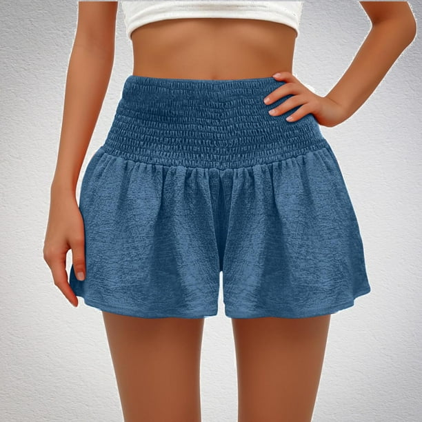 Puntoco Pantalones cortos casuales para mujer Pantalones cortos casuales de verano con cintura elástica para mujer
