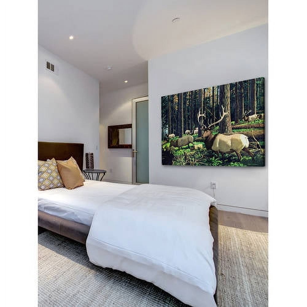 "Elk Herd" Painting Print on Wrapped Canvas