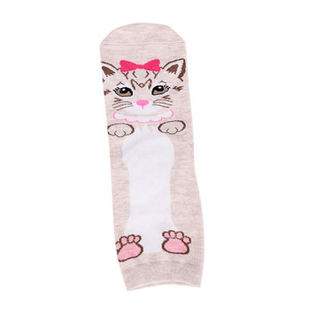 

Women Girl Cartoon Lovely Animal Pattern Cotton Socks Warm Breathable Socks Beige One size