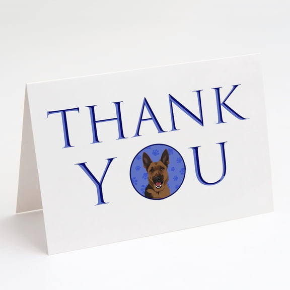 German Shepherd Black and Tan #2 Thank You Greeting Cards and Envelopes Pack of 8 7 in x 5 in